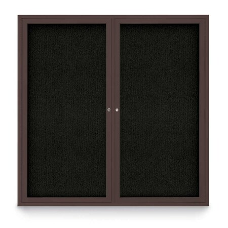 United Visual Products Sliding Door Indoor Enclosed Corkboard, 9 UV9029ACSH-BRONZE-PEARL